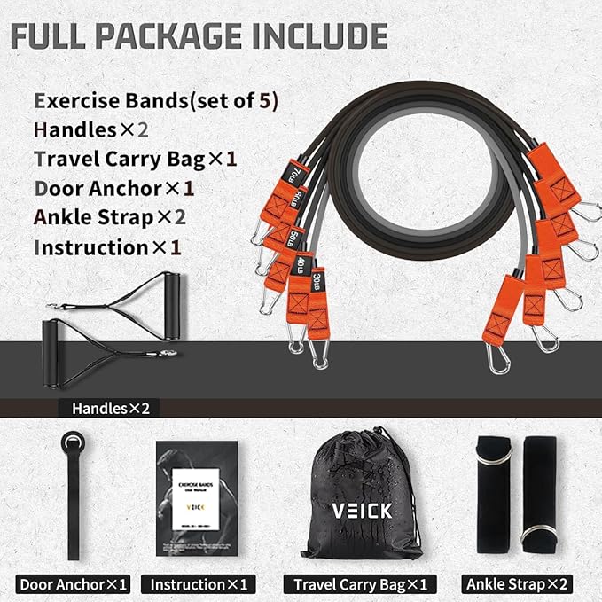 VEICK Resistance Bands, Exercise Bands, Workout Bands, Resistance Bands for Working Out with Handles for Men and Women, Exercising Bands for Fitness Weights Work Out at Home - Bloomnest