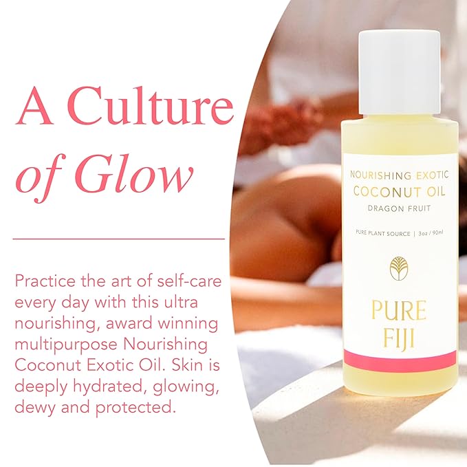 PURE FIJI Travel Size Nourishing Exotic Coconut Oil, Dragon Fruit (3oz/90ml)