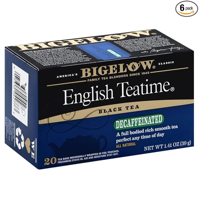 Bigelow Tea Decaffeinated English Teatime Black Tea, 20 Count (Pack of 6), 120 Total Tea Bags - Bloomnest