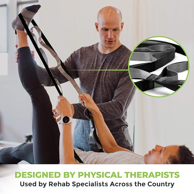 Gradient Fitness Stretching Strap for Physical Therapy, 12 Multi-Loop Stretch Strap 1" W x 8' L, Neoprene Handles, Physical Therapy Equipment, Yoga Straps for Stretching, Leg Stretcher. - Bloomnest