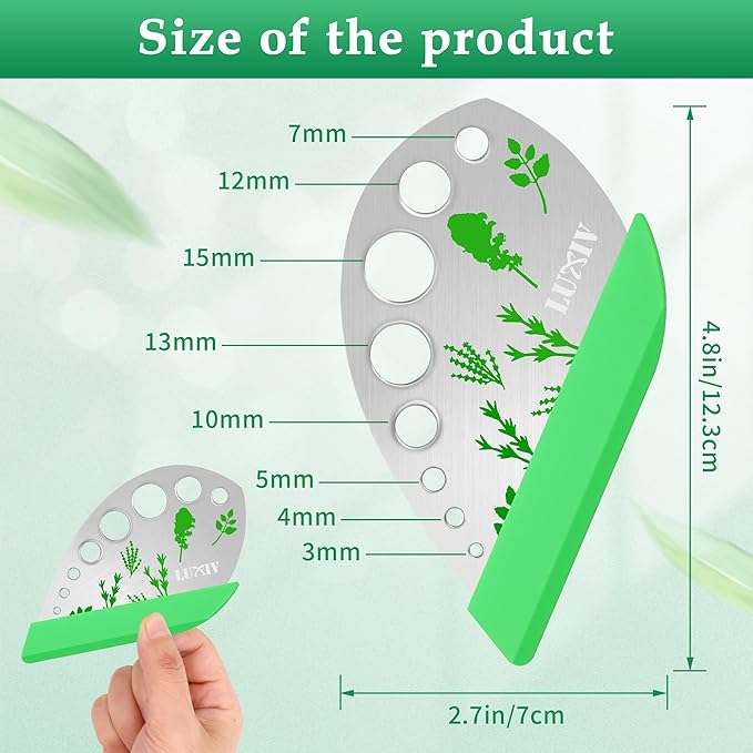 Herb Stripper 9 holes, Luxiv Stainless Steel Kitchen Herb Stripping Tool Loose Leaf Kale Razor Metal Leaf Pealer for Kale, Chard, Collard Greens, Thyme, Basil, Rosemary - Bloomnest