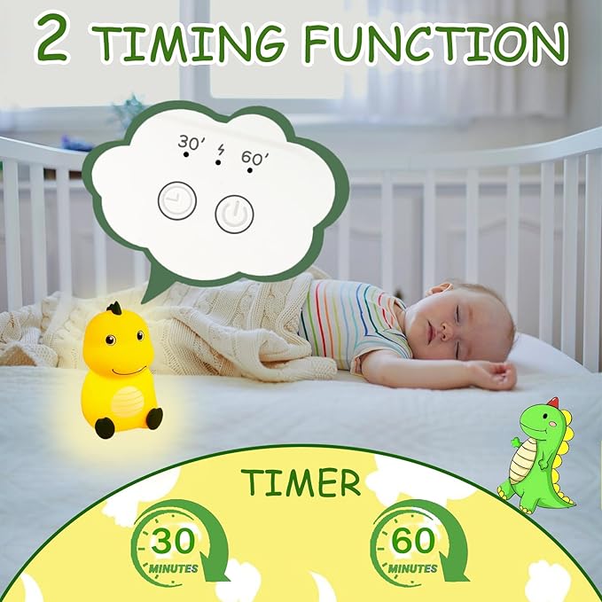 Night Light for Kids Cute Dinosaur Night Light,16 Colors Silicone Dimmable Baby Night Lights for Nursery, Rechargeable Nightlight for Kids Room,Gifts Stuff for Boys Girls Baby,Toddler Decor - Bloomnest