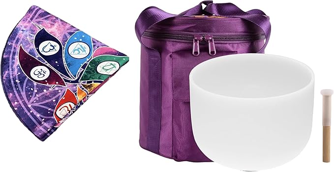 FMTY Perfect Pitch Crystal Singing Bowl 14 inch Washable Healing Bowl Cushion 52"Meditation Sound Bowl with Singing Bowls Mat for Relaxation, Yoga, Chakra Healing, Stress Relief (C Note, 14 inch) - Bloomnest