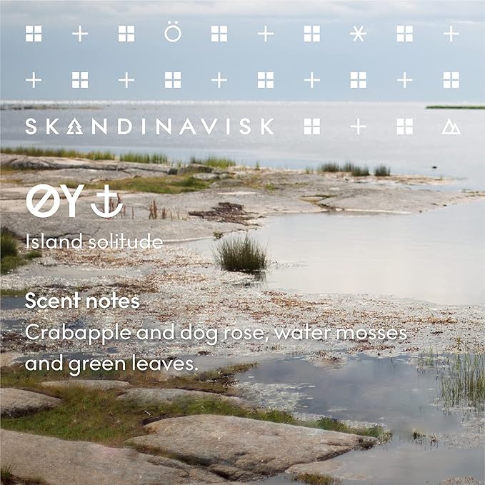 Skandinavisk ØY 'Island' Scented Candle. Fragrance Notes: Crabapple and Dog Rose, Water Mosses and Green Leaves. 7.0 oz. - Bloomnest