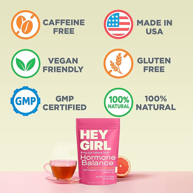 Hormone Balance for Women Tea with Spearmint, Red Raspberry Leaf, Chamomile, Ginger, Nettle - For PMS, PCOS, Perimenopause & Cycle Support - Herbal Hormonal Wellness Tea Bags - Bloomnest