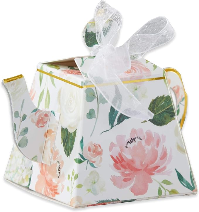 Kate Aspen Vintage Floral Tea Party Teapot Favor Boxes (Set of 24) - Perfect for Wedding Favors For Guests, Bridal Showers Brunches, Baby Showers, Birthdays - Bloomnest