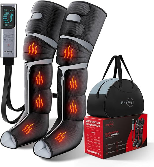 Leg Massager with Heat and Compression, Foot Massager for Circulation and Pain Relief, 3 Timers, 12 Intensity, 6 Modes,3 Heating with Knee Massager - Bloomnest