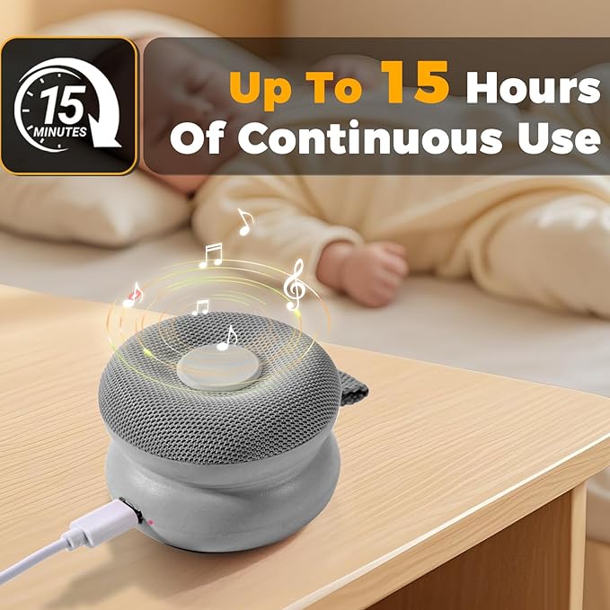 Portable Sound Machine - White Noise Sound Machine for Baby, Travel Donut Sound Machine for Sleep, 15 Soothing Sounds & 7 Colors Night Light, Breathing, Baby Shusher, Registry Gift, Grey