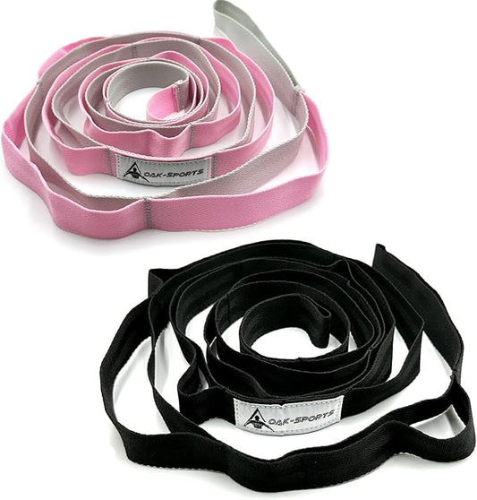 Stretching Strap Yoga Strap with Loops, Stretch Straps for Physical Therapy, Non-Elastic Exercise Strap for Pilates, Dance and Gymnastics with Workout Guide - Bloomnest