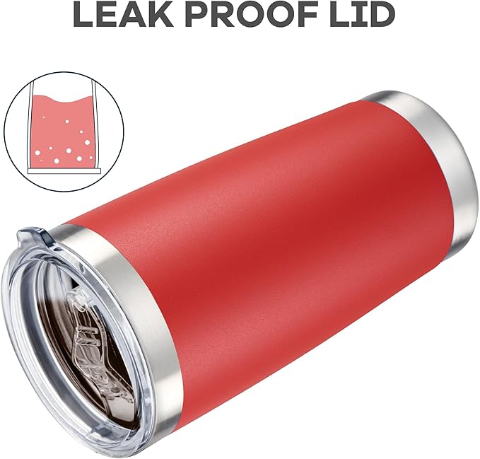 20 oz Tumbler with Lid Stainless Steel Double Wall Vacuum Insulated Tumblers Powder Coated Cups Travel Mug Keep Drinks Cold and Hot, Wine Red