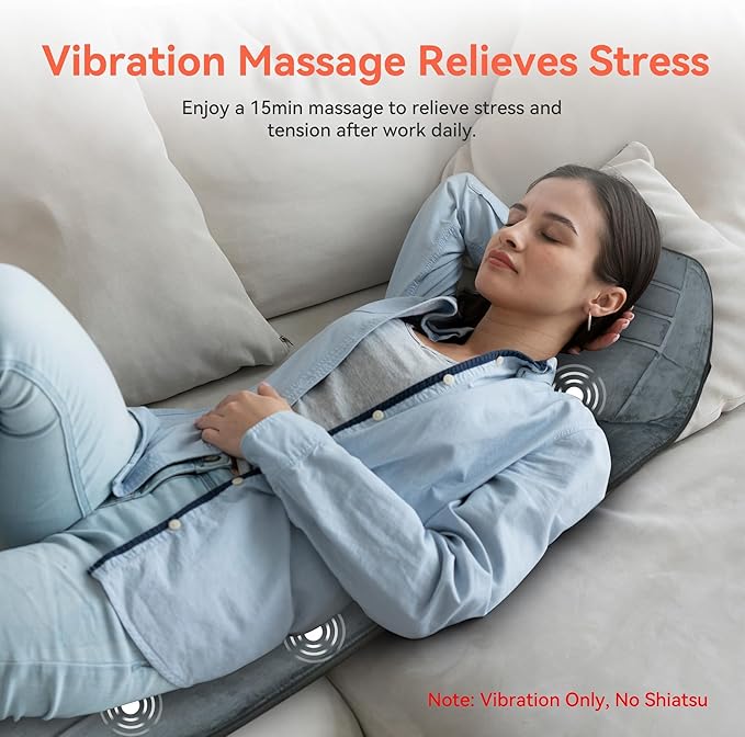 Massager Pad with Heat, Gifts for Women Men, Massage Mat Back Pain Relief, Back Massager with Heat for Lumbar, Leg, Long 53" - Bloomnest