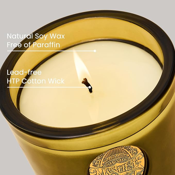 M&SENSE Natural Strong Soy Candle | Sandalwood Jasmine & Green | 9.2 oz, 50H Burn Time | Luxury Candle for Relaxation, Gifting, Home Décor | Ideal for Bedroom, Office, Party Ambiance - Bloomnest