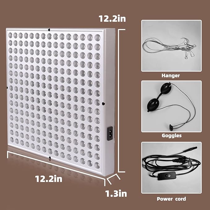 LED-Red-Light-Therapy-Device - 45W LED Panel Deep 660nm and Near-Infrared 850nm Light Combo for Skin Beauty, Pain Relief of Muscles and Joints Rhmip