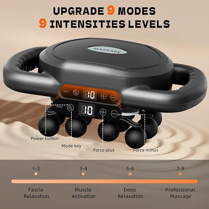 AdamPark 12-Head Massage Gun Set, Deep Tissue Muscle Massagers Tools Electric Percussion Massagers with 9 Modes Quiet Massager for Back Pain Full Body Muscle Pain Relief, Ideal Gifts for Women, Men - Bloomnest