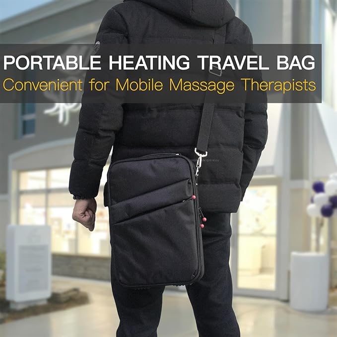 Portable Massage Stone Warmer Set, 20 Pcs Basalt Hot Stones with Heater Kit, Electric Hot Stones Warmer Massager for Professional/Home Spa, Digital Controller Heating Travel Bag (Black) - Bloomnest