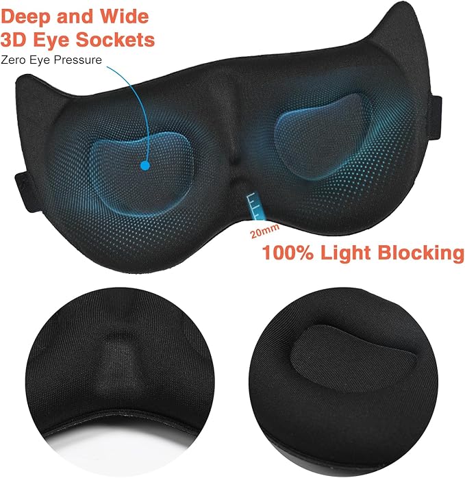 Cute Sleep Eye Mask for Kids, 3D Contoured Cup Sleeping Mask & Blindfold, Concave Molded Night Sleep Mask, Block Out Light, Soft Comfort Eye Shade Cover for Travel Yoga Nap,KD - Bloomnest