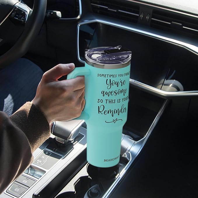 Inspirational Gifts for Women, Sometimes You Forget Your Awesome Gift - Birthday Thank You Gifts for Women, Mom, Wife, Daughter, Sister, Best Friend 40 oz Tumbler with Handle - Bloomnest