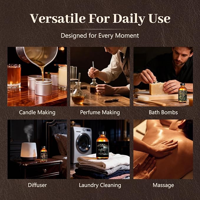 Auelife 4oz Smoke & Vanilla Men Essential Oils for Diffusers for Home - Long Lasting Fragrance Oil for Candle & Soap Making, Father's Day Gifts for Him - Masculine Scented Oil for Men Gift, 118ml Auelife
