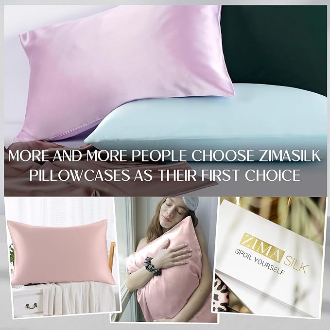 ZIMASILK 100% Pure Mulberry Silk Pillowcase for Hair and Skin Health,Soft and Smooth,Both Sides Premium Grade 6A Silk,600 Thread Count,with Hidden Zipper,1pc (Queen 20''x30'',Pale Pink) - Bloomnest