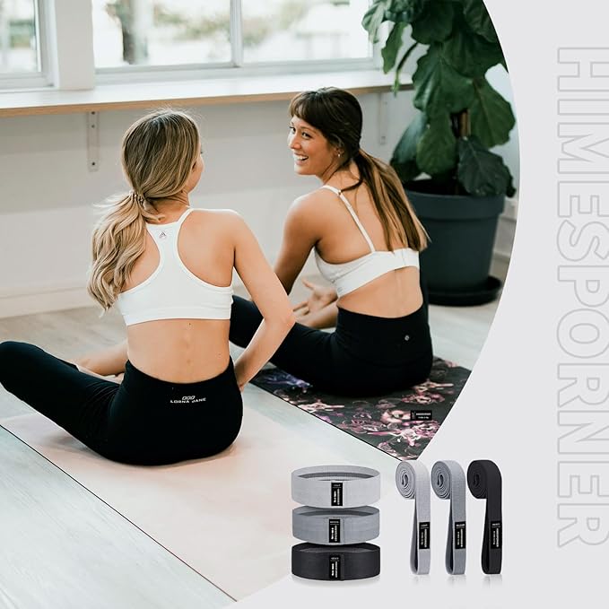 9 PCS Fabric Resistance Bands Set for Working Out, Non-Slip Exercise Booty Bands for Women & Men Leg and Glutes with Hair Ties and Tape Measure - for Home Gym Workout, Yoga, Pilates - Bloomnest