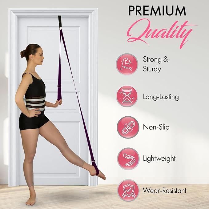 Stretching Strap With Door Anchor - Stretching Equipment to Improve Legs Flexibility - Splits Trainer For Home Ideal In Ballet, Dance, Cheerleading, Taekwondo, Yoga, Pole Dancing & Gymnastics - Bloomnest