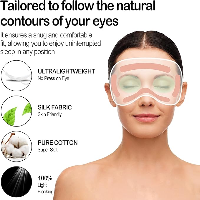Sleep Mask Silk Eye Mask for Sleeping, Eye Cover Soft Satin Blindfold Adjustable Strap, Satin Blackout for Men & Women, Super Soft Eyeshade for Night Sleeping (Black) - Bloomnest