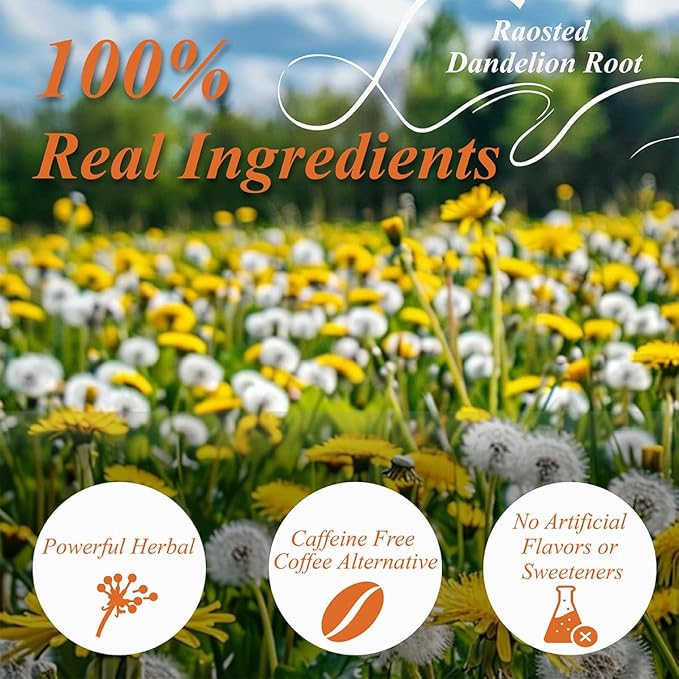 WT WEETEE Roasted Dandelion Root Tea Bags, 100 Count Dandelion Tea with Light Earthy & Roasted Aroma, Natural Caffeine Free Herbal Tea, Coffee Alternatives - Bloomnest
