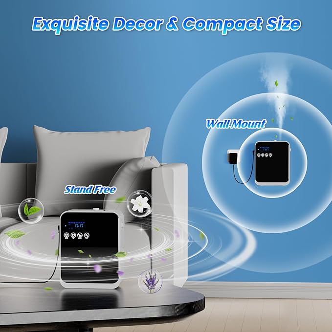 Waterless Essential Oil Diffuser:250ml Large Capacity Scent Air Diffuser with Smart APP & Touch Screen| Aromatherapy Large Room Oil Diffusers for Home,Office,Hotel Collection,Cover1500 sq.ft-Black - Bloomnest