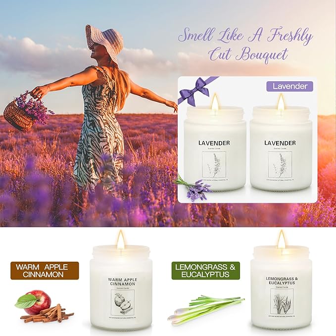 Candles Clearance, 4 Pack Candles for Home Scented, Stress Relief Gifts for Women, 28 oz Lavender Candle Gifts Set for Women Birthday, Valentine's Day, Mother's Day, Anniversary Candle Gift - Bloomnest