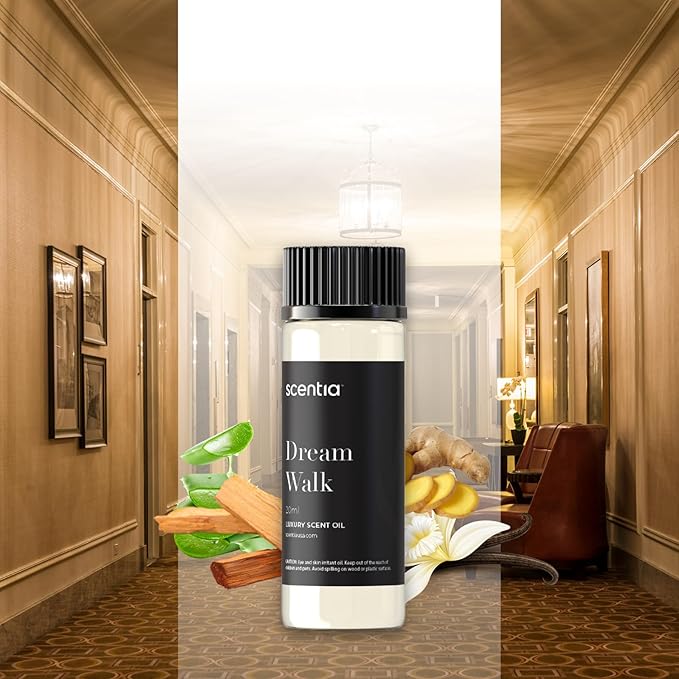 Scentia Hotel Diffuser Oil Inspired by The Hotel Scent - 20 ml 0.67 fl oz - Essential Oil Blend White Tea, Cedarwood & Amber Notes for Aromatherapy Diffusers and Humidifiers - Dream Walk - Bloomnest