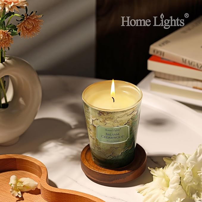 HomeLights Balsam Cedarwood Scented Candles | 6.7oz Soy Candles Industrial Chic Large Candle Jars | Ideal Candle Gifts for Events, Home Decor Stress, Relief & Relaxation - Bloomnest