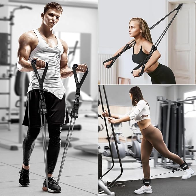 Heavy Resistance Bands for Working Out, 300lbs/360lb/420lb Exercise Bands Workout Bands with Handles, Door Anchor, Ankle Straps, Home Gym Workout Equipment for Men Fitness Strength Training Stretching - Bloomnest