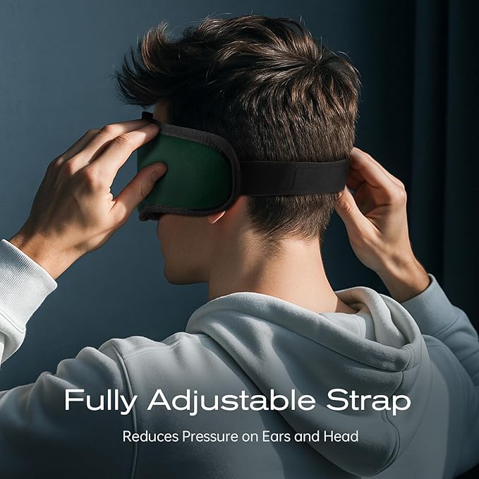 3D Sleep Mask with Bluetooth Headphones, Sleeping Headphones for Side Sleepers, Wireless Music Eye Mask with Ultra-Thin Stereo Speakers for Men, Women, Tech Gifts, Deep Green - Bloomnest