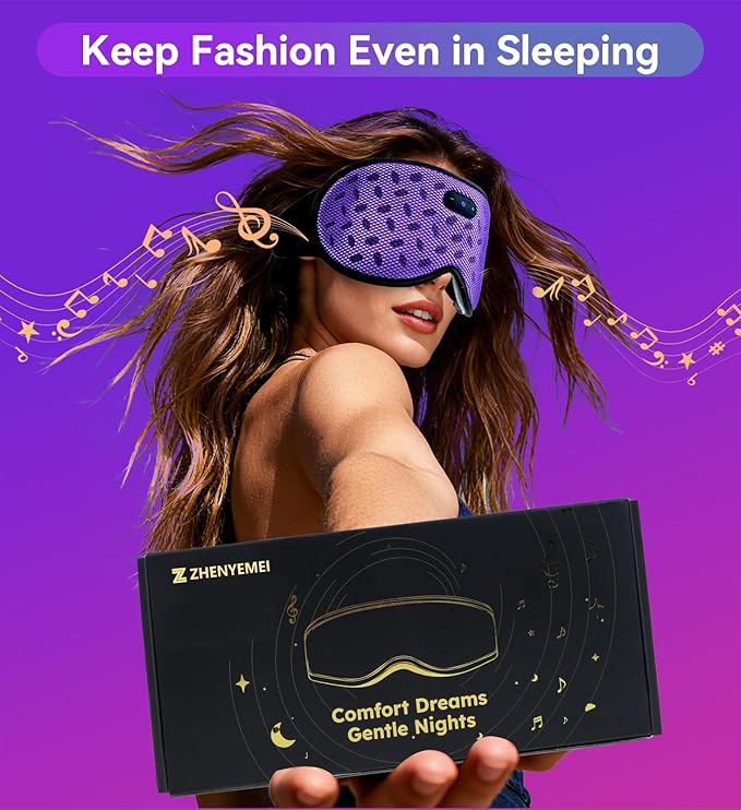 Sleep Eye Mask Bluetooth Headphones - 3D Contoured Zero Pressure Sleeping Masks 100% Blackout Eye Cover Breathable Sleeping Mask for Side Sleepers Wireless Earphone Ear Muff Headband Women Men Gift - Bloomnest