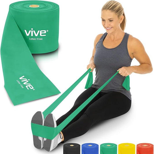 Vive Professional Resistance Bands - 25 Yard Non-Latex Roll for Physical Therapy, Lower and Upper Body Exercise Workout - Straight Elastic for Strength Training, Rehabilitation, Women, Men - Bloomnest