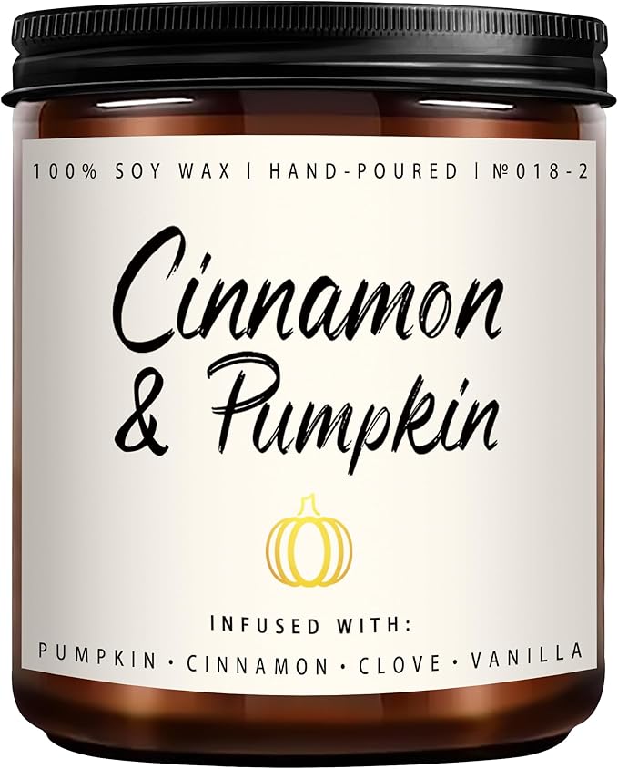 Cinnamon & Pumpkin Scented Candle – Fall Candles for Home Scented, Soy Candles for Home, 7 oz Cozy Pumpkin Candle for Women & Men, Autumn Décor & Holiday Gifts - Bloomnest