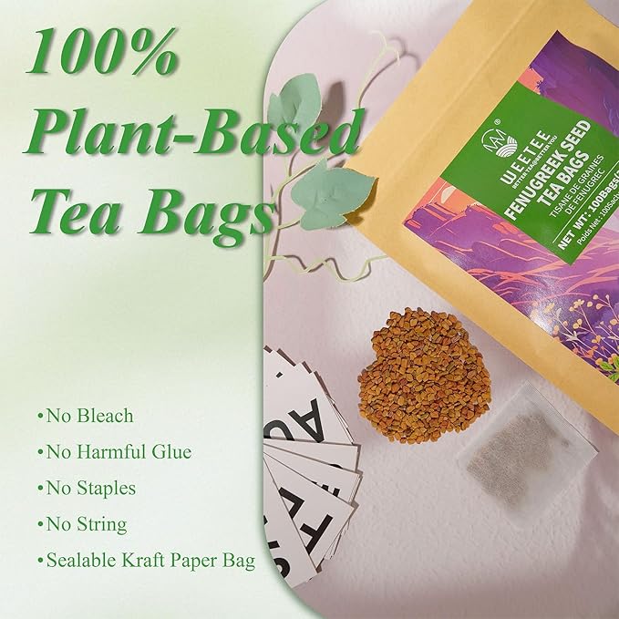 WT WEETEE Fenugreek Tea Bags 100 Count, 100% Natural Premium Whole Fenugreek Methi Seeds, Caffeine-free Nourishing Herbal, No Additives - Bloomnest