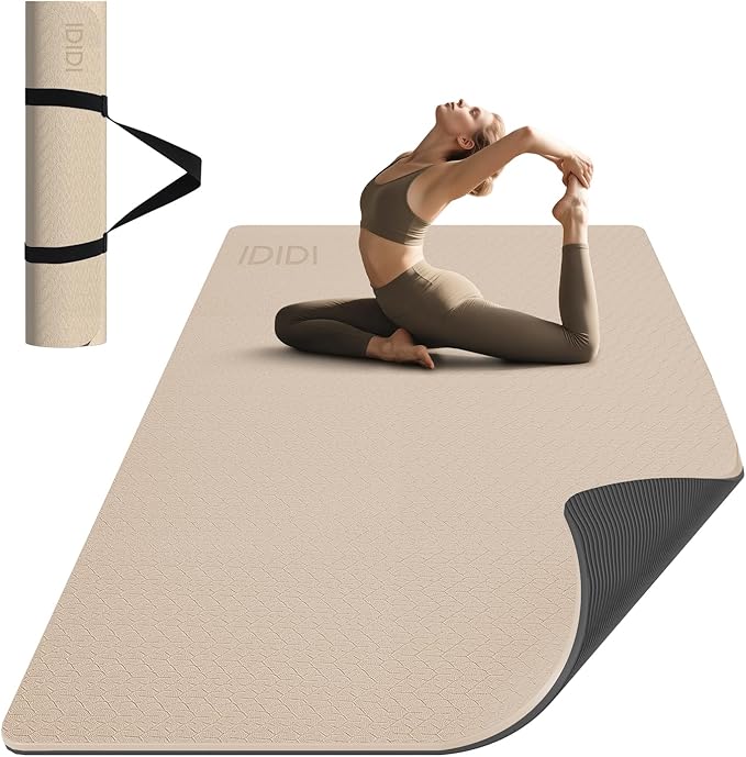 Large Yoga Mat (6'x 4') - Extra Long and Wide 72 x 48 inches, Non-Slip POE Fitness Mat, Eco-Friendly, Thick Wide Exercise Mat for Home Workouts,Ideal for Yoga and Pilates.