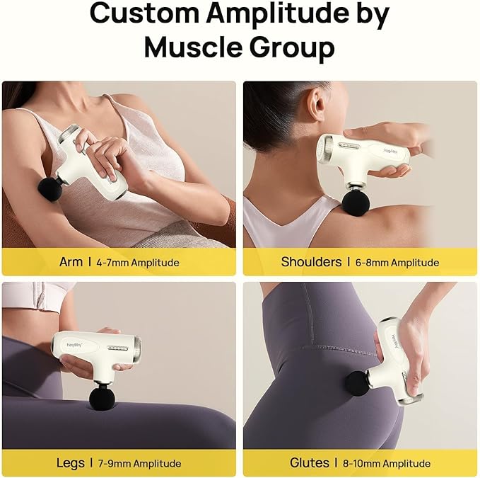 Super Mini Massage Gun Deep Tissue, Muscle Massager with 4-10mm Amplitude & 4 Heads, Portable Handheld Massager, Perfect Gifts for Athletes, Pain Relief at Home, Gym, Travel, Gym, White - Bloomnest