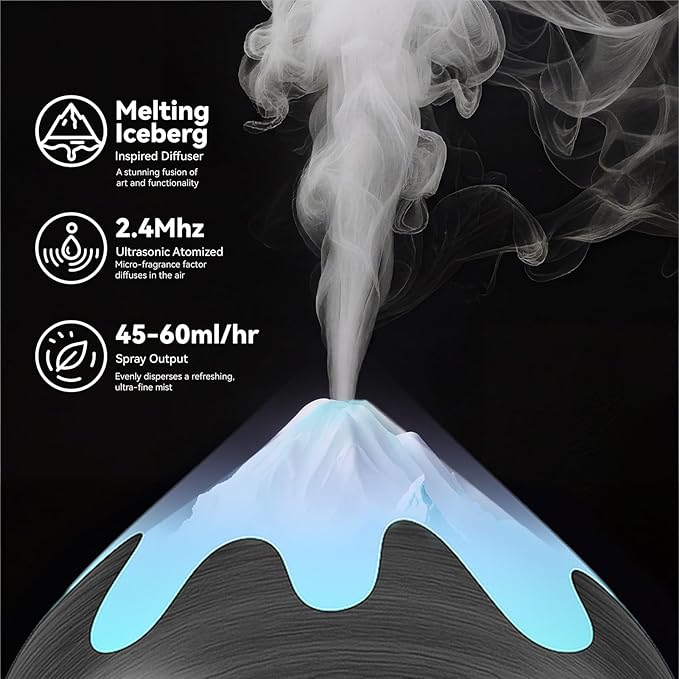 500ML Essential Oil Diffuser, Aromatherapy Diffuser with Remote Control, Multifunctional Air Diffusers for Home Office Room, Fragrance Aroma Diffuser with 7 Color LED & 2 Mist Mode, Black - Bloomnest
