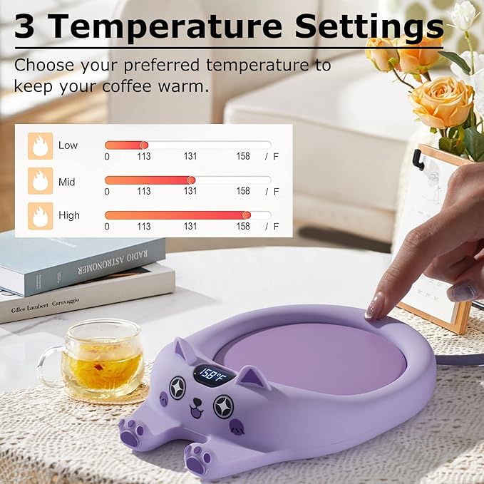 PUSEE Coffee Mug Warmer with Auto Shut Off, 3 Temp Control, Candle Warmer Plate, Enjoy Warm Coffee & Tea, Gifts for Women & Men - Bloomnest