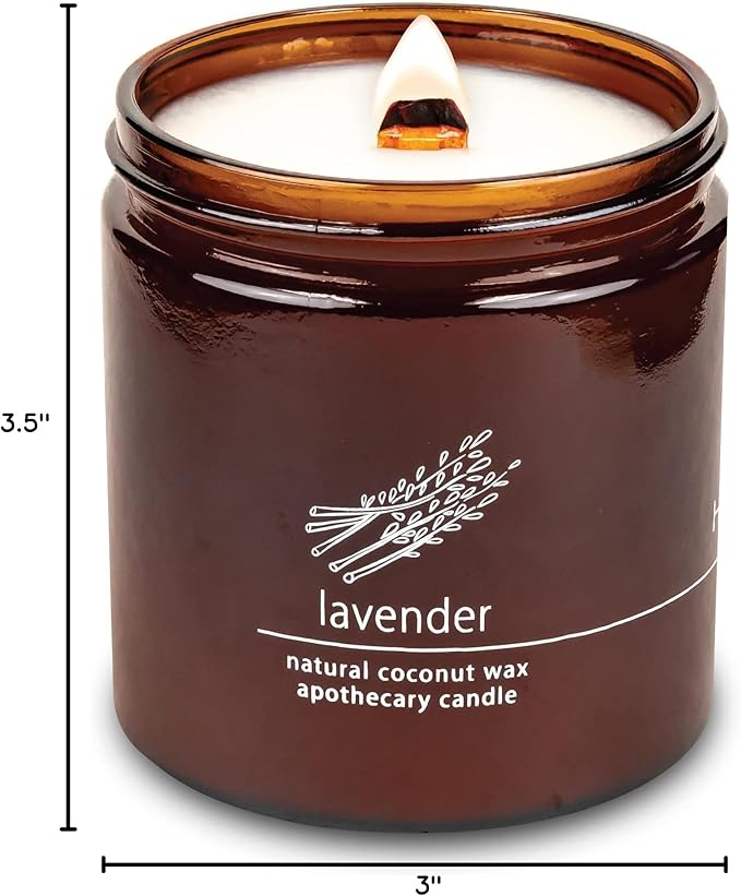 Hemlock Park Crackling Wood Wick Candle Handcrafted with Natural Coconut Wax (Large 16 oz, Lavender) - Bloomnest