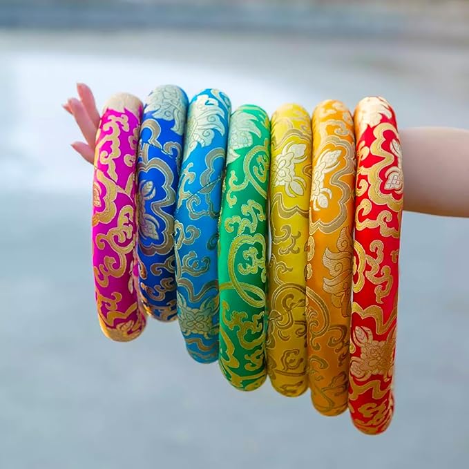 Singing Bowl Cushion Silk Brocade Ring Cushion Pillow 7 Set，Used for Crystal/Tibetan Singing Bowls ，Singing Bowls Cushion,O-Ring Set，Buddhist Sound Bowl Pad (Color : Colored, Size : 8-14) - Bloomnest