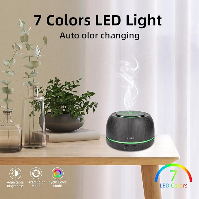 300ML Essential Oil Diffuser,Ultrasonic Aromatherapy Diffuser, 7-Color Gradient Lights, Remote Control, 8 Hours Run Time, Suitable for Home,Office - Bloomnest