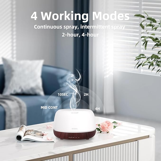 300ML Essential Oil Diffuser,Aromatherapy Diffuser with Remote Control, 7-Color LED Light and 4 Timers,Quiet Auto-Off for Bedroom, Home,Office - Bloomnest