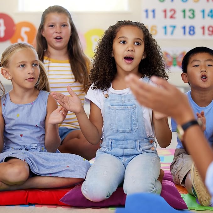 Geetery 12 Pcs Floor Pillows for Classroom Bulk Square Seating Cushions for Floor Chair School Kindergarten Reading Corner, 15.7'' Large Thick Meditation Cushions Yoga Nursery Daycare (Colorful) - Bloomnest