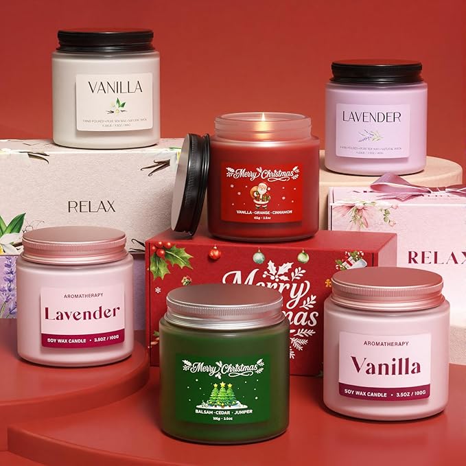 Christmas Candles, Soy Candles for Women & Men, Holiday Candle Gift Set for Women, Perfect Christmas Gifts for Mom, Dad, Teachers, Friends & Loved Ones - Bloomnest