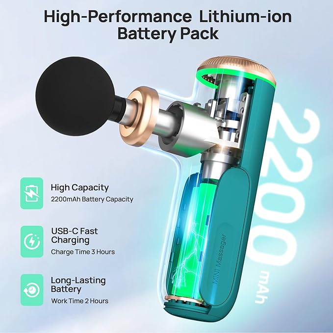 Massage Gun with Heat Function, 5 Adjustable Speed & 5 Massage Head for Deep Tissue Pain Relief, Portable Muscle Massager for Athletes, Compact Percussion Gun - Bloomnest