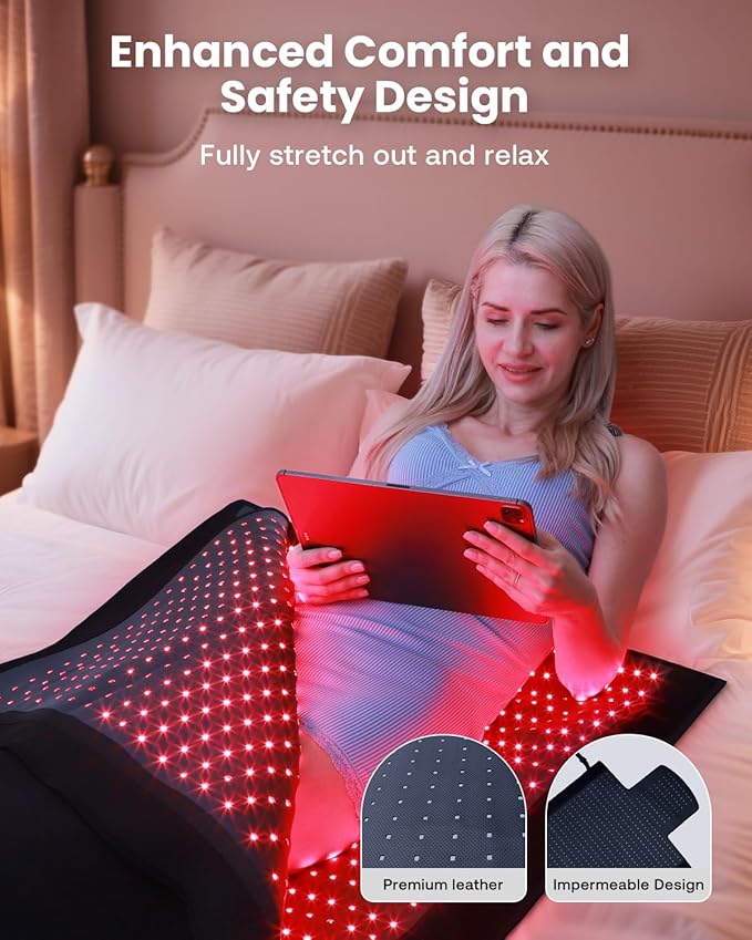 Red Light Therapy Mat Full Body 74.8"x33.6", Infrared Red Light Therapy Blanket with 2630 LEDs, 660nm & 850nm Dual Wavelength, Pulse Modes, Timer & Intensity Control MorespondBestRedLightTherapyMat