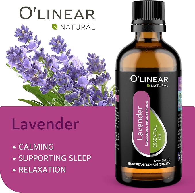 Pure Lavender Essential Oil by O'linear - Tension Relief Oil for Diffuser & Humidifier - Perfect Bedroom Essential for Deep Dreams - Lavender Scented Aromatherapy Oil Candle Making 3.4 FL Oz - Bloomnest